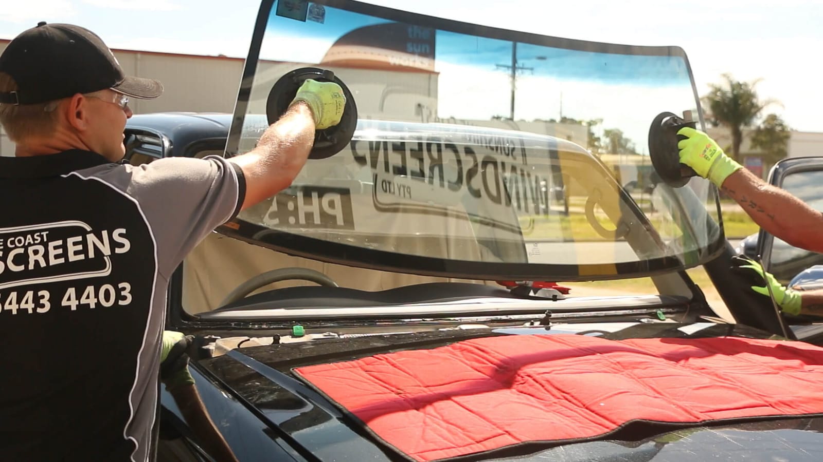 Fitting a new windscreen with glass lifters — serving Buderim